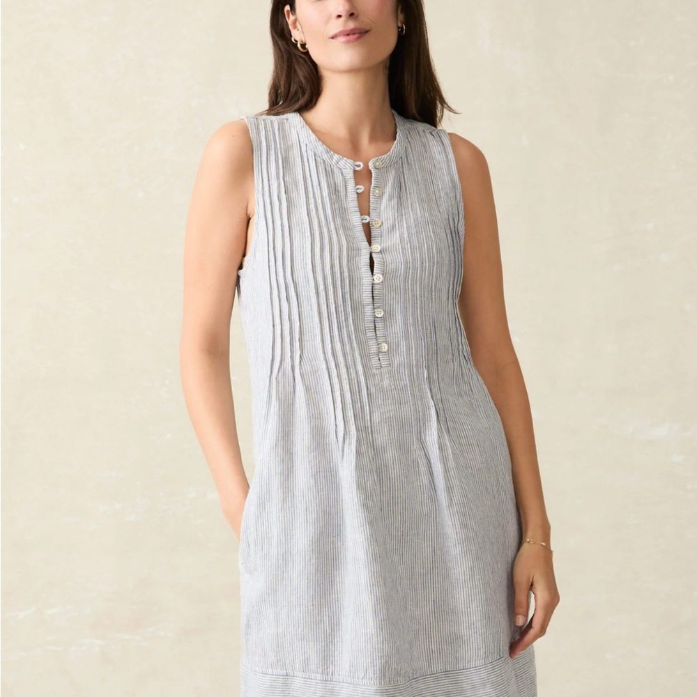 Faherty Blue Striped Mini Dress
